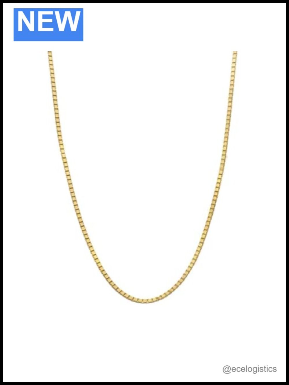14k Solid Gold Box Link Chain Necklace with Lobster Claw Clasp 18"
